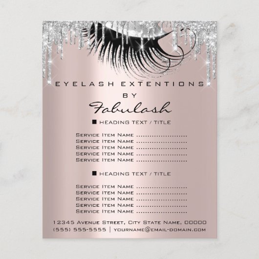 Makeup Eyelashes Beauty Salon Green Eyes Silver Flyer (Voorkant)