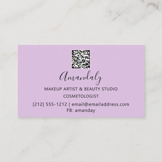 Makeup Eyelashes Brow QR CODE Logo Roze pastels Visitekaartje (Achterkant)