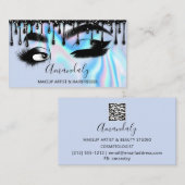 Makeup Eyelashes Brow QRCODE Logo Black Drift Blue Visitekaartje (Voorkant / Achterkant)