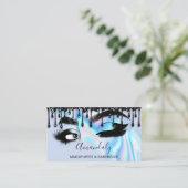 Makeup Eyelashes Brow QRCODE Logo Black Drift Blue Visitekaartje (Staand voorkant)