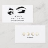 Makeup Eyelashes Brows Minimale Logo White Gold B Visitekaartje (Voorkant / Achterkant)