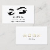 Makeup Eyelashes Brows Minimale Logo White Gold B Visitekaartje (Voorkant / Achterkant)