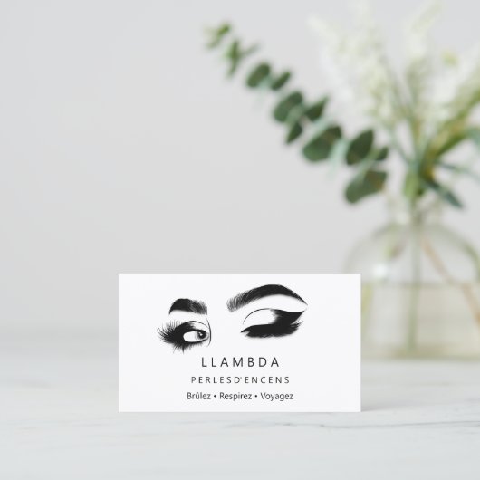 Makeup Eyelashes Brows Minimale Logo White Gold B Visitekaartje (Staand voorkant)