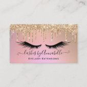 Makeup EyeLashes Sparkle Gold Glitter Drip Busine Visitekaartje (Voorkant)