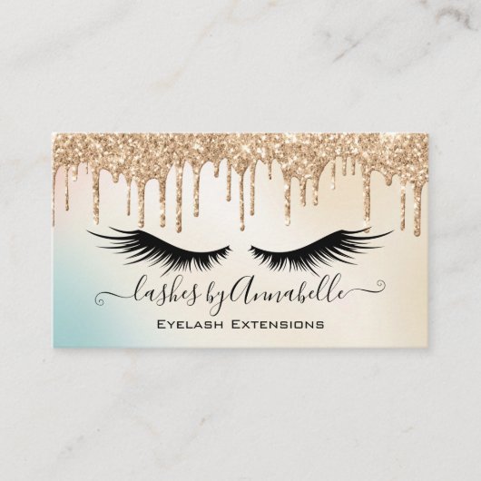 Makeup EyeLashes Sparkle Gold Glitter Drip Visitekaartje (Voorkant)