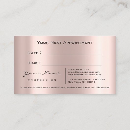 Makeup Eyes Lashes 3D Roos Drip Appointcard Afsprakenkaartje (Achterkant)