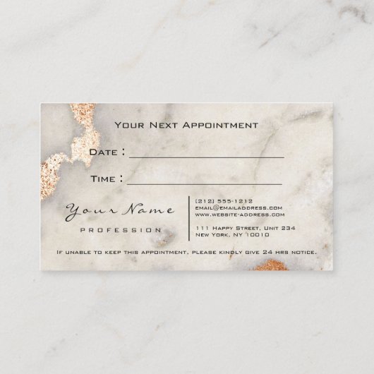 Makeup Eyes Lashes Copper Marble Appointment Card Afsprakenkaartje (Achterkant)