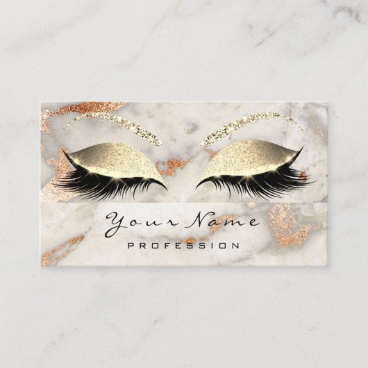 Makeup Eyes Lashes Copper Marble Appointment Card Afsprakenkaartje (Voorkant)