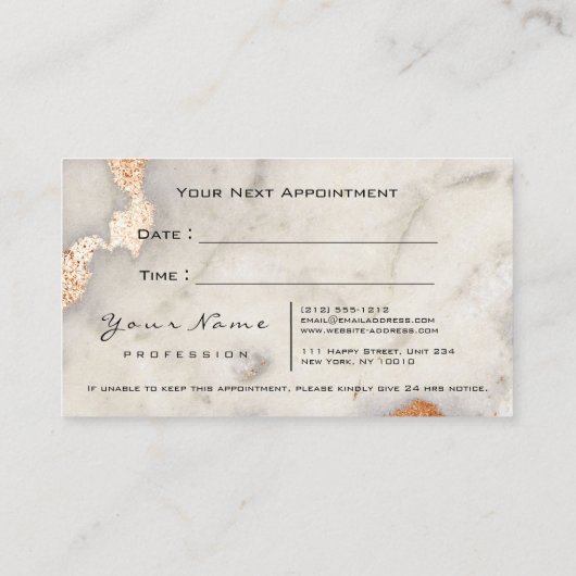 Makeup Eyes Lashes Copper Marble Appointment Card Afsprakenkaartje (Achterkant)