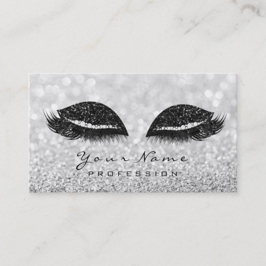 Makeup Eyes Lashes Extension Glitter Gray Black Visitekaartje (Voorkant)