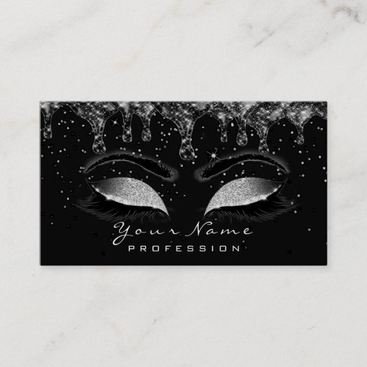 Makeup Eyes Lashes Glitter Blush Wax Black Grey Visitekaartje (Voorkant)