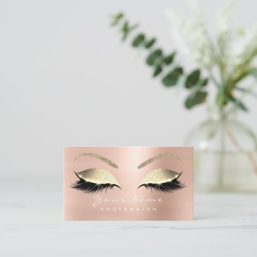 Makeup Eyes Lashes Glitter Roos Appointment Card Afsprakenkaartje (Staand voorkant)