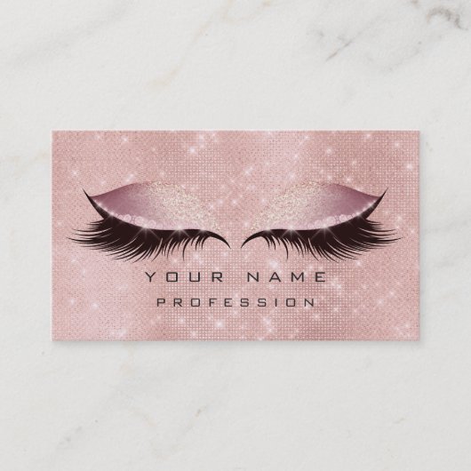 Makeup Eyes Lashes Glitter Roos Gold Blush Luxury Visitekaartje (Voorkant)