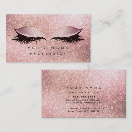 Makeup Eyes Lashes Glitter Roos Gold Blush Sparkly Visitekaartje (Voorkant / Achterkant)