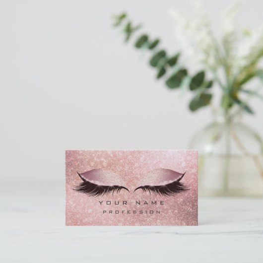 Makeup Eyes Lashes Glitter Roos Gold Blush Sparkly Visitekaartje (Staand voorkant)
