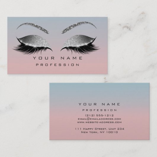 Makeup Eyes Lashes Glitter Roos Ombre Eyebrow Visitekaartje (Voorkant / Achterkant)