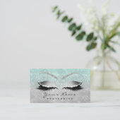 Makeup Eyes Lashes Glitter Silver Gray Blue Aqua Afsprakenkaartje (Staand voorkant)