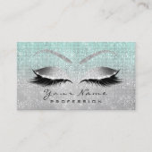 Makeup Eyes Lashes Glitter Silver Gray Blue Aqua Afsprakenkaartje (Voorkant)