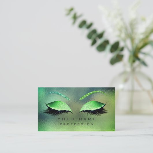 Makeup Eyes Lashes Glitter Tropical Glass Eyebrow Visitekaartje (Staand voorkant)