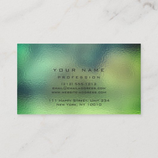 Makeup Eyes Lashes Glitter Tropical Green Eyebrow Visitekaartje (Achterkant)