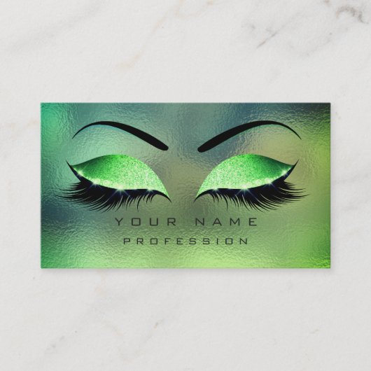 Makeup Eyes Lashes Glitter Tropical Green Eyebrow Visitekaartje (Voorkant)