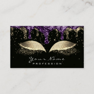 Makeup Eyes Lashes Glitter Wax Black Gold Violet Visitekaartje