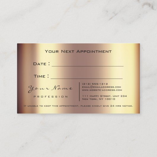Makeup Eyes Lashes Gold Coral Appointment Card Afsprakenkaartje (Achterkant)