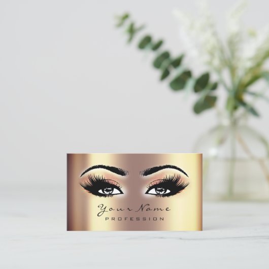Makeup Eyes Lashes Gold Coral Appointment Card Afsprakenkaartje (Staand voorkant)