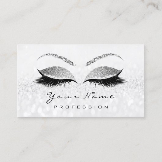 Makeup Eyes Lashes Gray Silver Appointment Card Afsprakenkaartje (Voorkant)