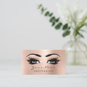 Makeup Eyes Lashes Pink Rose Gold Appointment Card Afsprakenkaartje (Staand voorkant)