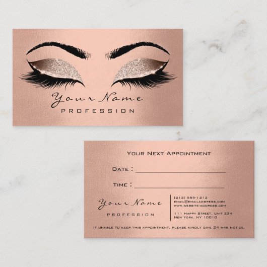 Makeup Eyes Lashes Wax Brown Skin Appointcard Afsprakenkaartje (Voorkant / Achterkant)