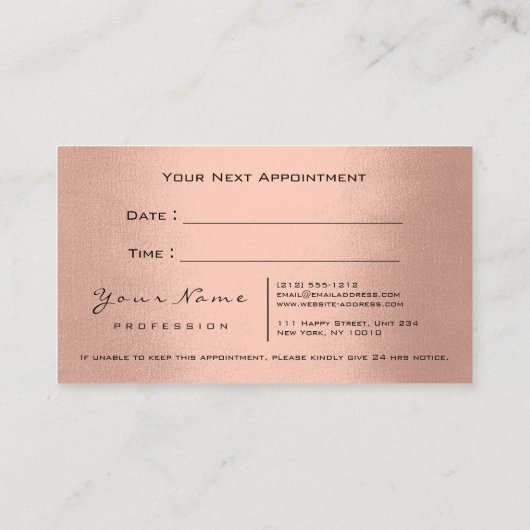 Makeup Eyes Lashes Wax Brown Skin Appointcard Afsprakenkaartje (Achterkant)