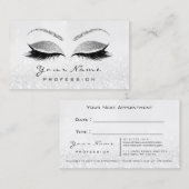 Makeup Eyes Lashes White Grey Appointment Card Afsprakenkaartje (Voorkant / Achterkant)
