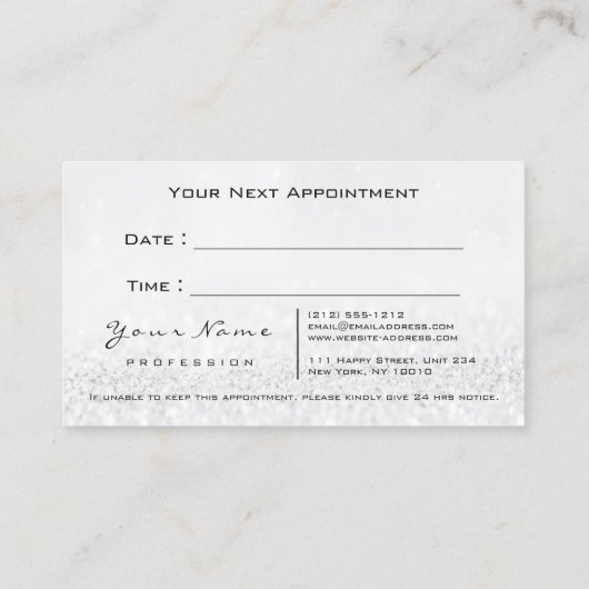 Makeup Eyes Lashes White Grey Appointment Card Afsprakenkaartje (Achterkant)