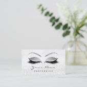 Makeup Eyes Lashes White Grey Appointment Card Afsprakenkaartje (Staand voorkant)