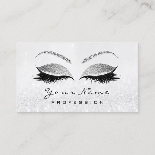 Makeup Eyes Lashes White Grey Appointment Card Afsprakenkaartje (Voorkant)