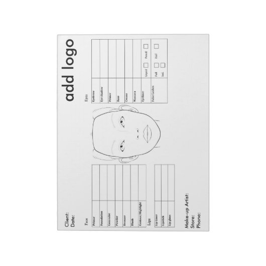 Makeup Face Chart Notitieblok (Linkerzijde)