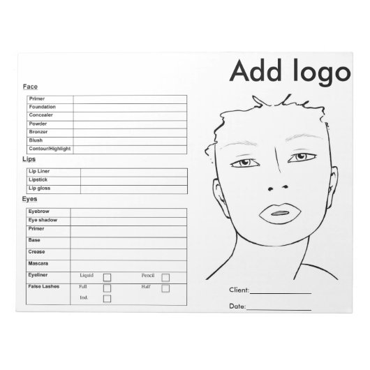 Makeup Face Chart Notitieblok (Voorkant)