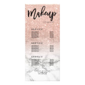 Makeup faux roos roze glitter marmer price list reclamekaart (Voorkant)