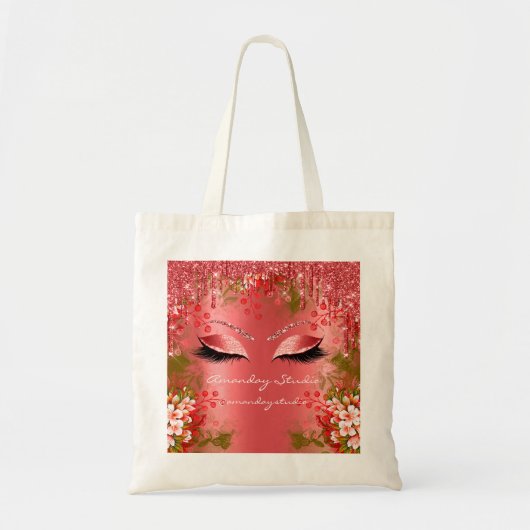 Makeup Florals Eyes Glitter Drift Rood Tote Bag (Voorkant)