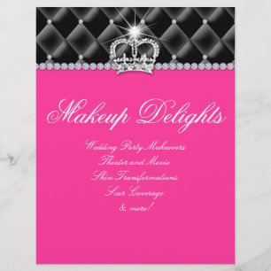 Makeup Flyer Hair Salon Satin Diamonds Black