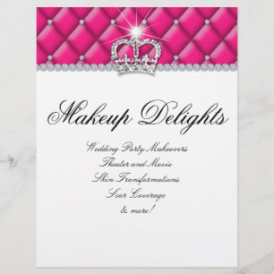Makeup Flyer Hair Salon Satin Diamonds Pink White
