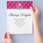 Makeup Flyer Hair Salon Satin Diamonds Pink White (Hand)