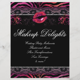 Makeup Flyer Hair Salon Zebra Lips Lace Pink Red