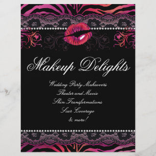 Makeup Flyer Hair Salon Zebra Lips Lace Pink Red