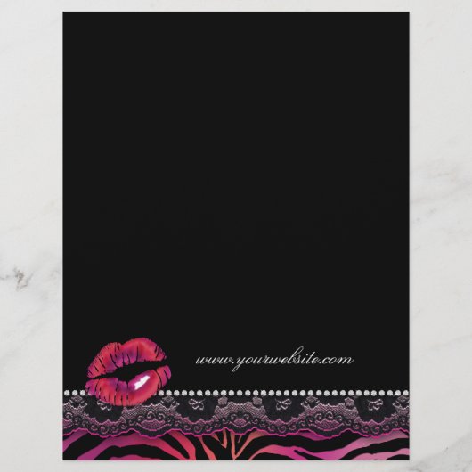 Makeup Flyer Hair Salon Zebra Lips Lace Pink Red (Achterkant)