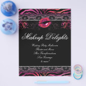 Makeup Flyer Hair Salon Zebra Lips Lace Pink Red (Enkel)