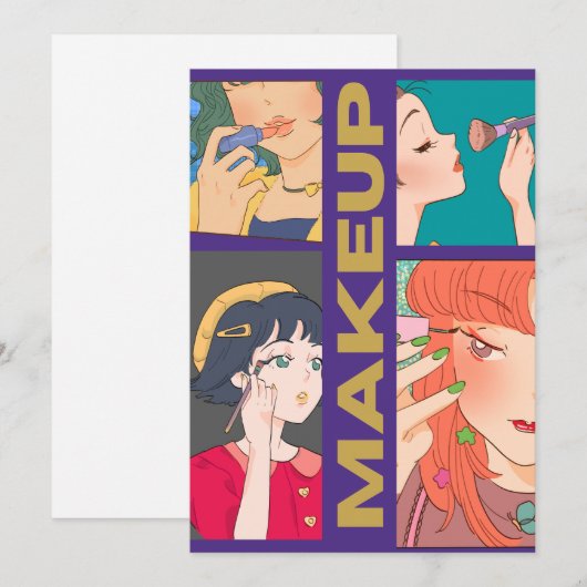 MAKEUP GIRLS FEESTDAGENKAART (Voorkant / Achterkant)
