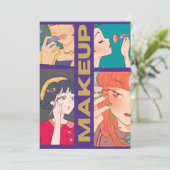MAKEUP GIRLS FEESTDAGENKAART (Staand voorkant)