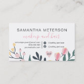 Makeup girly elegant typografie pastel floral klantenkaartje (Achterkant)